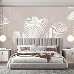 Wall murals White palm leaves on beige background.