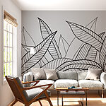Wall murals Black and white drawing of a leaf