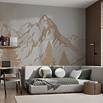 Wall murals Drawing of mountains and trees