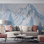 Wall murals Drawing of a mountain