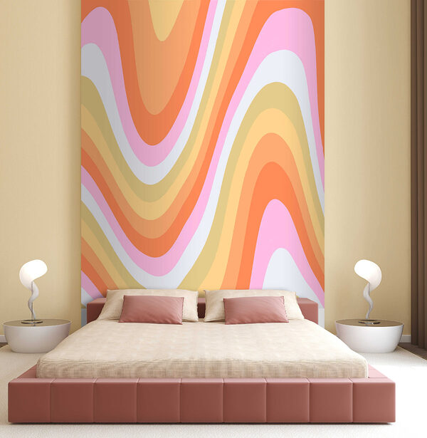 Wall murals Colorful wavy lines on a surface Wall murals Colorful wavy lines on a surface