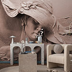 Wall murals Sculpture of a woman in a hat