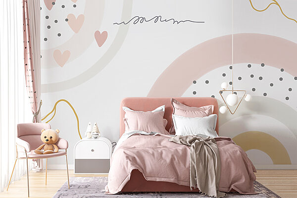 Wall murals Abstract pastel shapes and dots Wall murals Abstract pastel shapes and dots
