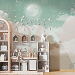 Wall murals Moon and stars in the sky