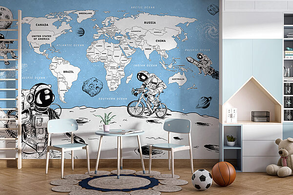 Wall mural Drawing of a person riding a bicycle