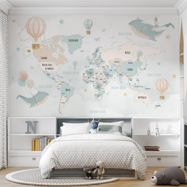 Wall murals Blue and white hot air balloon Wall murals Blue and white hot air balloon