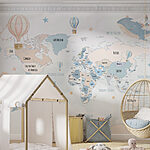 Wall murals Blue and white hot air balloon