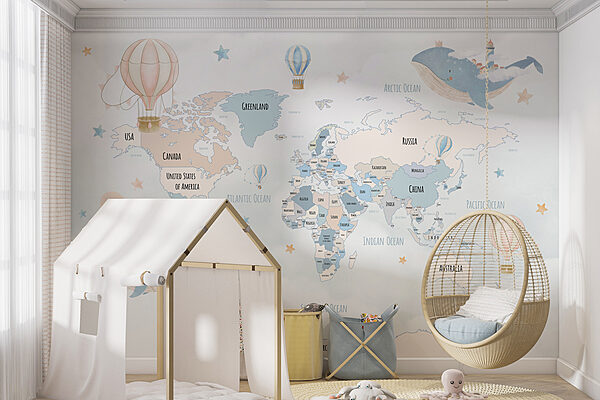 Wall murals Blue and white hot air balloon Wall murals Blue and white hot air balloon