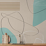 Wall murals Blue and white background with black lines