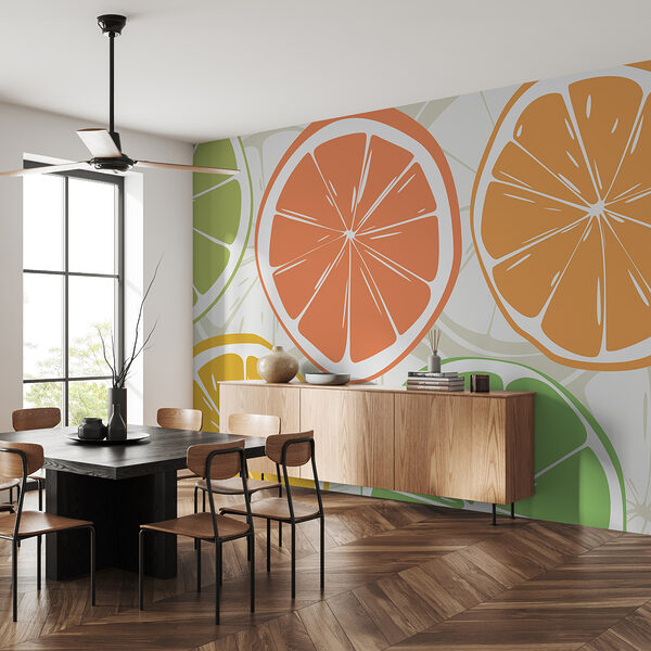 Wall mural Citrus slices in vibrant colors