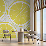 Wall murals Sliced lemons in vibrant pattern.