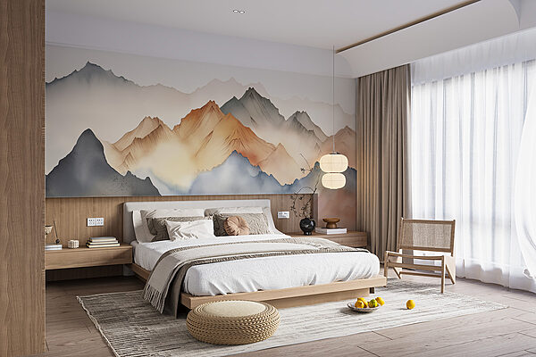 Wall murals Painting of mountains and fog Wall murals Painting of mountains and fog