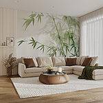 Wall murals Green leaf on a white background
