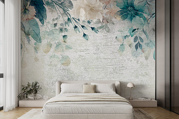 Wall murals Pastel floral pattern on textured background Wall murals Pastel floral pattern on textured background