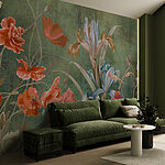 Wall murals Vibrant wildflowers on textured backdrop.