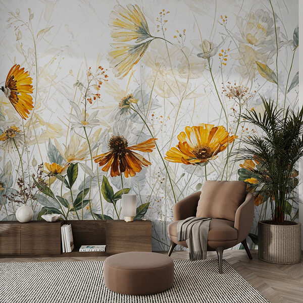 Wall mural Wildflowers dancing in the breeze