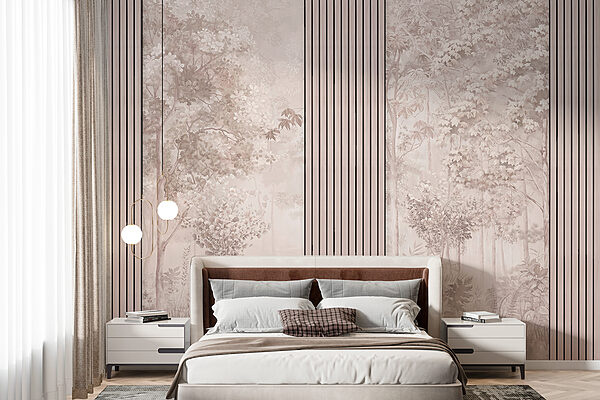 Wall murals Tree with leaves in a foggy forest