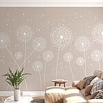 Wall murals Delicate dandelions drifting in breeze.