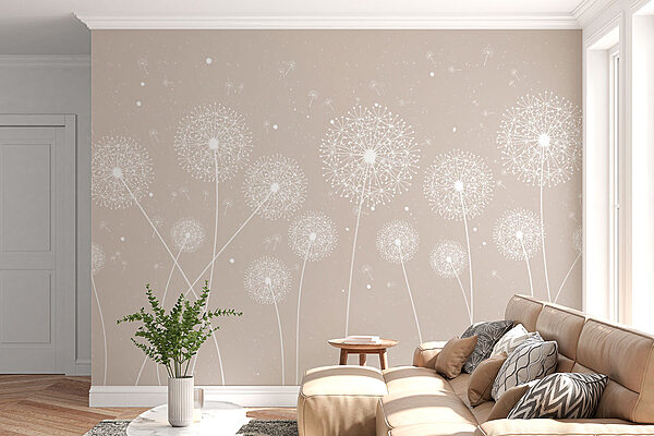 Delicate dandelions drifting in breeze Wall murals Delicate dandelions drifting in breeze