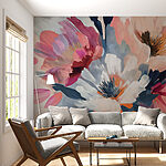 Wall murals Colorful abstract floral painting blooms.