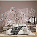 Wall murals White daisies on a muted background.