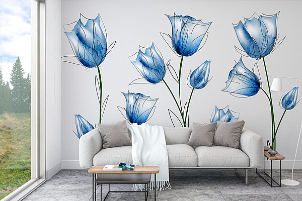 Delicate blue flowers in bloom Wall murals Delicate blue flowers in bloom