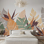 Wall murals Colorful abstract leaves pattern design.