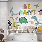Wall murals Cartoon dinosaur holding an egg