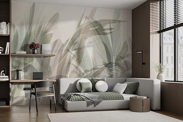 Abstract nature: delicate leaf impressions Wall murals Abstract nature: delicate leaf impressions