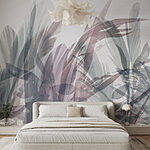 Wall murals Abstract leaves in gentle pastels.