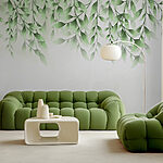 Wall murals Green leaves on a white background