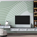 Wall murals Green and white background