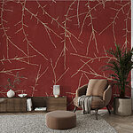 Wall murals Pattern of branches on a red background