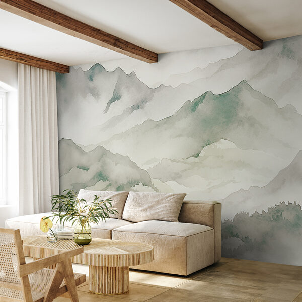 Watercolor painting of mountains Wall murals Watercolor painting of mountains