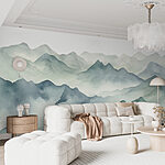 Wall murals Watercolor painting of a mountain range