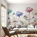 Wall murals Colorful blossoms in watercolor art.