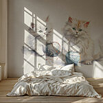 Wall murals Watercolor of a cat playing with a ball