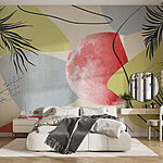 Wall murals Black leaf on a yellow background