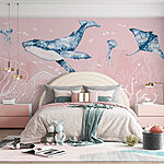 Wall murals Watercolor of a whale