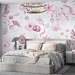 Wall murals Seashells and leaves in pink harmony.