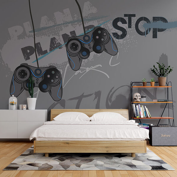 Video game controller on a grey background Wall mural Video game controller on a grey background