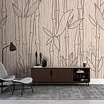 Wall murals Bamboo sketch pattern on beige background.