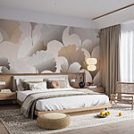 Wall murals Elegant ginkgo leaves pattern design.