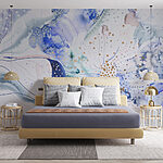 Wall murals Delicate watercolor blossom in blue.