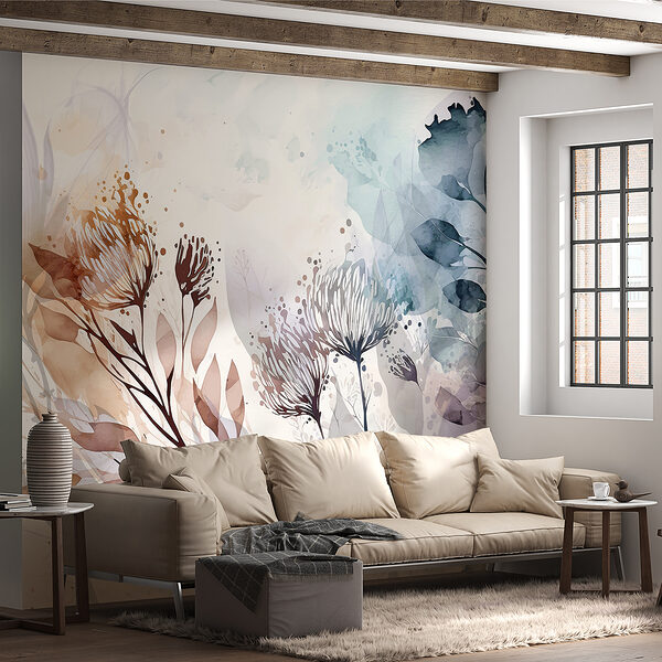 Botanical watercolor artistry in motion Wall murals Botanical watercolor artistry in motion