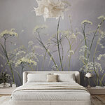 Wall murals Painting of flowers on a grey background