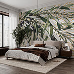 Wall murals Olive branches on geometric pattern.