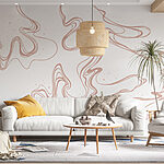 Wall murals White and brown swirls on a white background