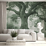 Wall murals Group of trees in a foggy forest