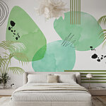 Wall murals Green and white background with circles and lines